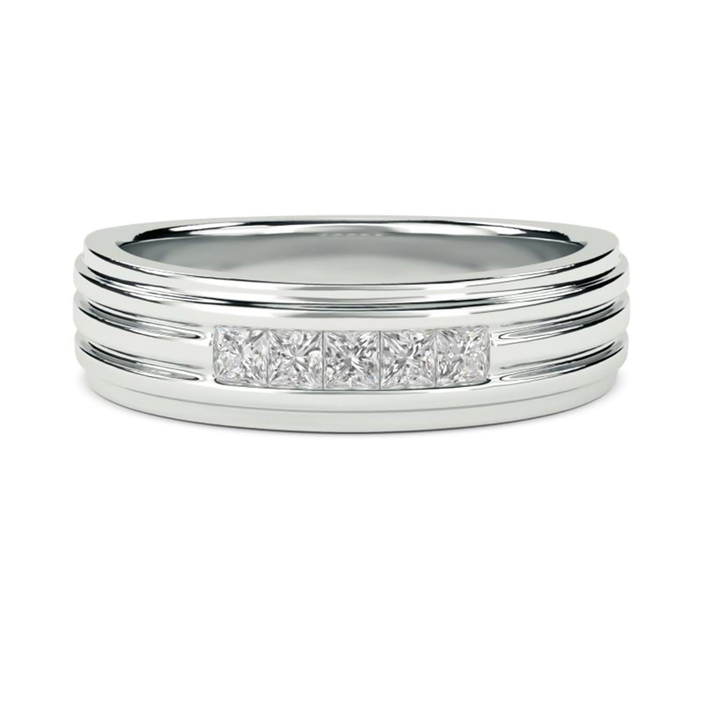 0.50Ctw Princess Moissanite Longing Men's Band
