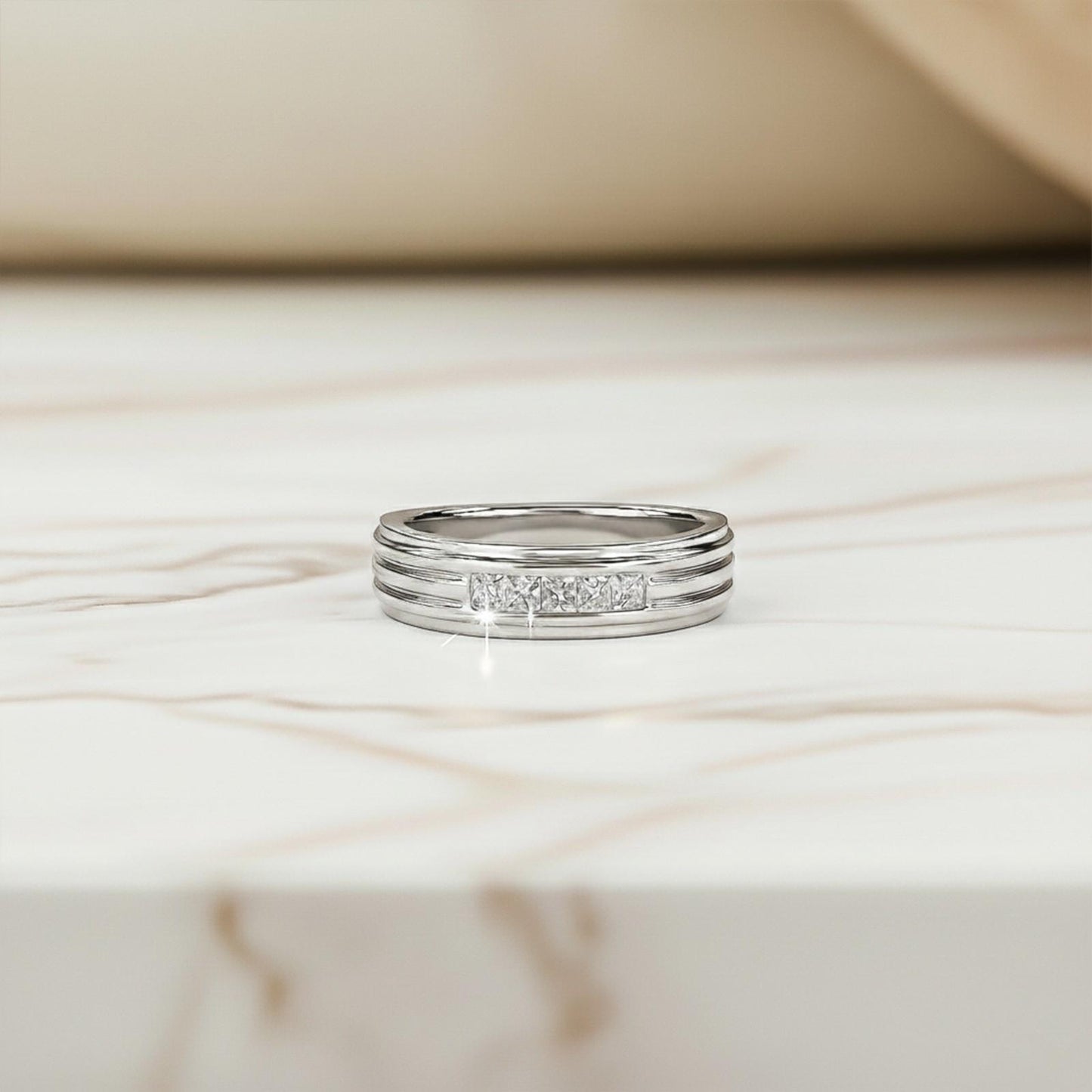 0.50Ctw Princess Moissanite Longing Men's Band