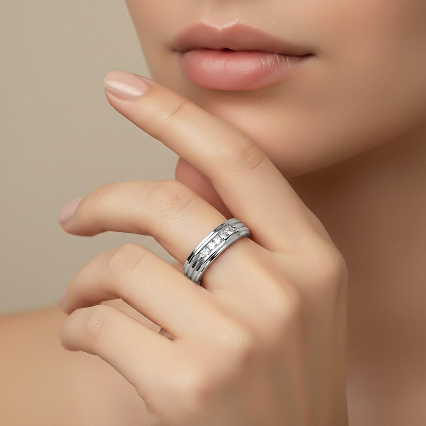 0.50Ctw Princess Moissanite Longing Men's Band