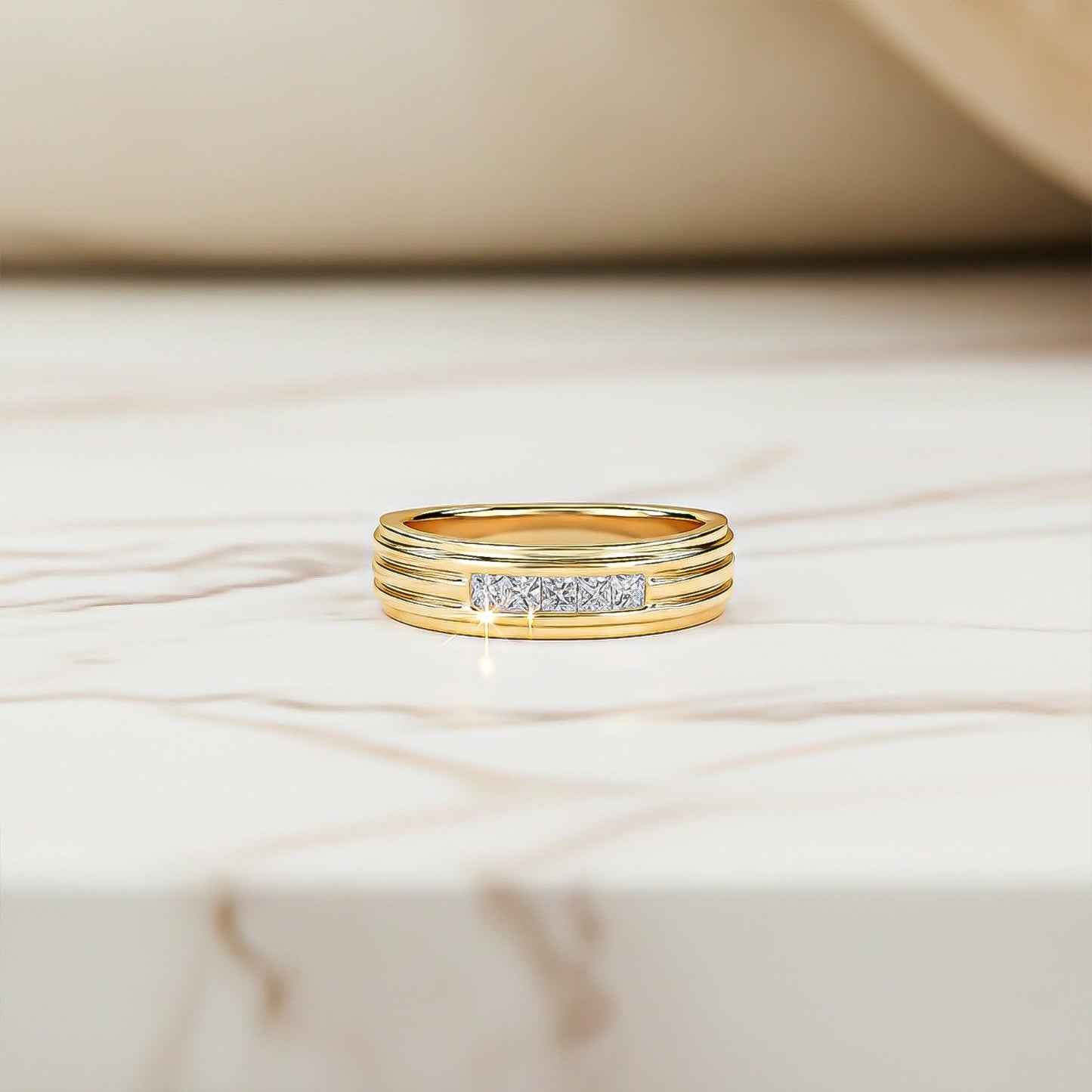0.50Ctw Princess Moissanite Longing Men's Band