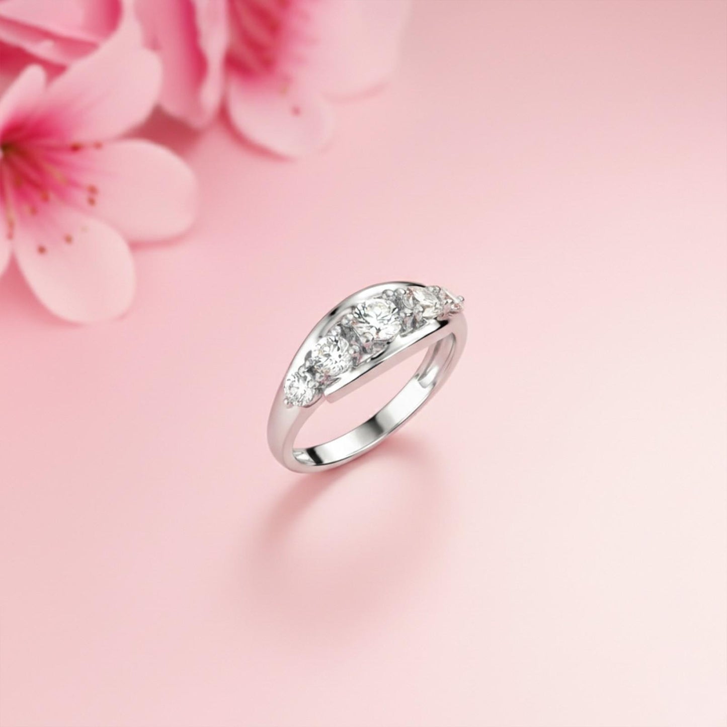 1.50Ctw Dandelion Moissanite Half Eternity Ring