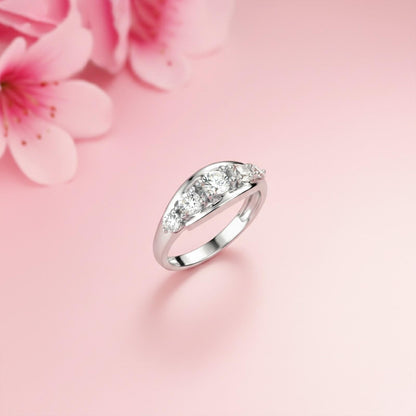 1.50Ctw Dandelion Moissanite Half Eternity Ring