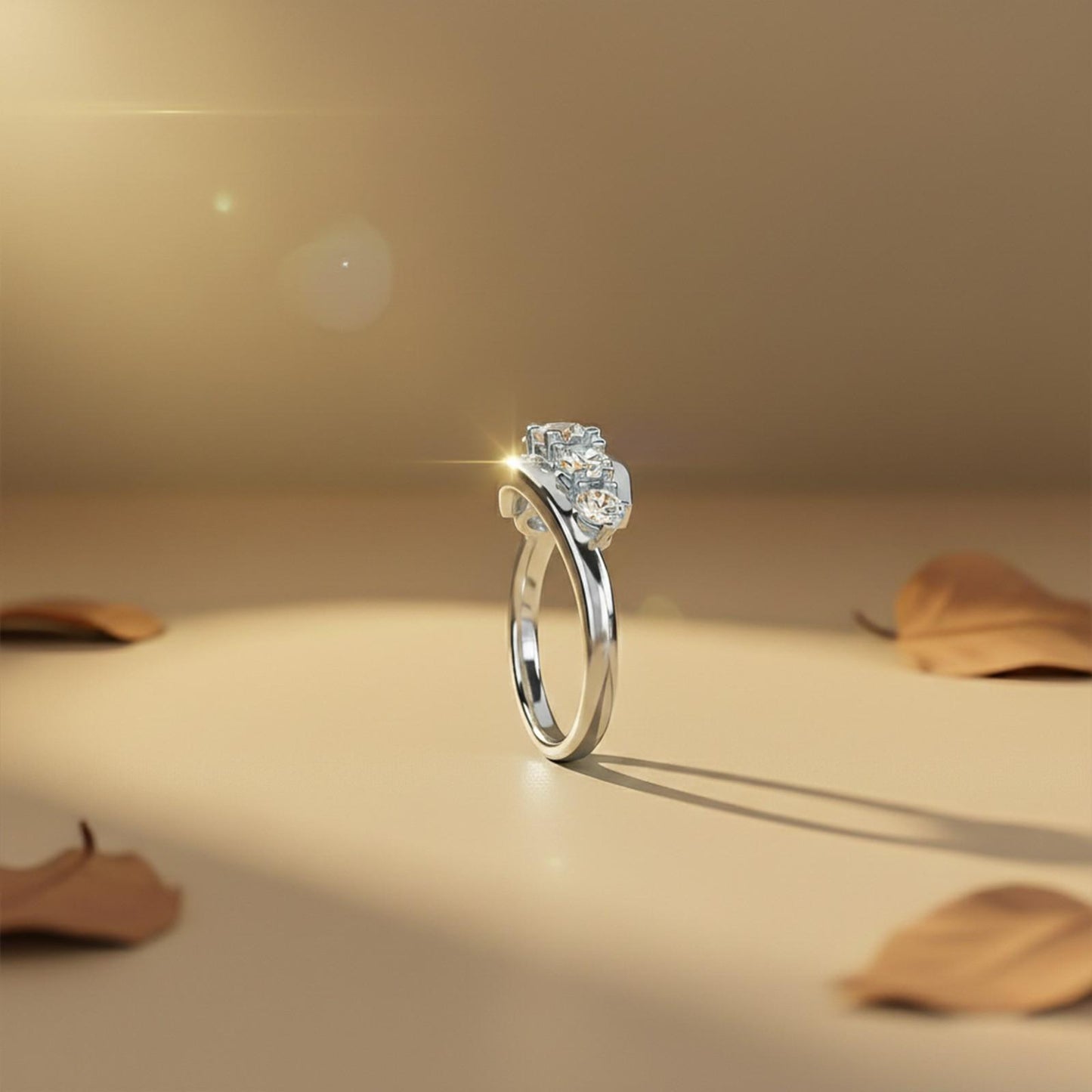 1.50Ctw Dandelion Moissanite Half Eternity Ring