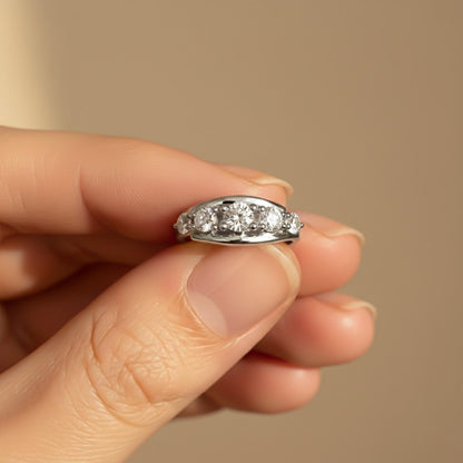 1.50Ctw Dandelion Moissanite Half Eternity Ring