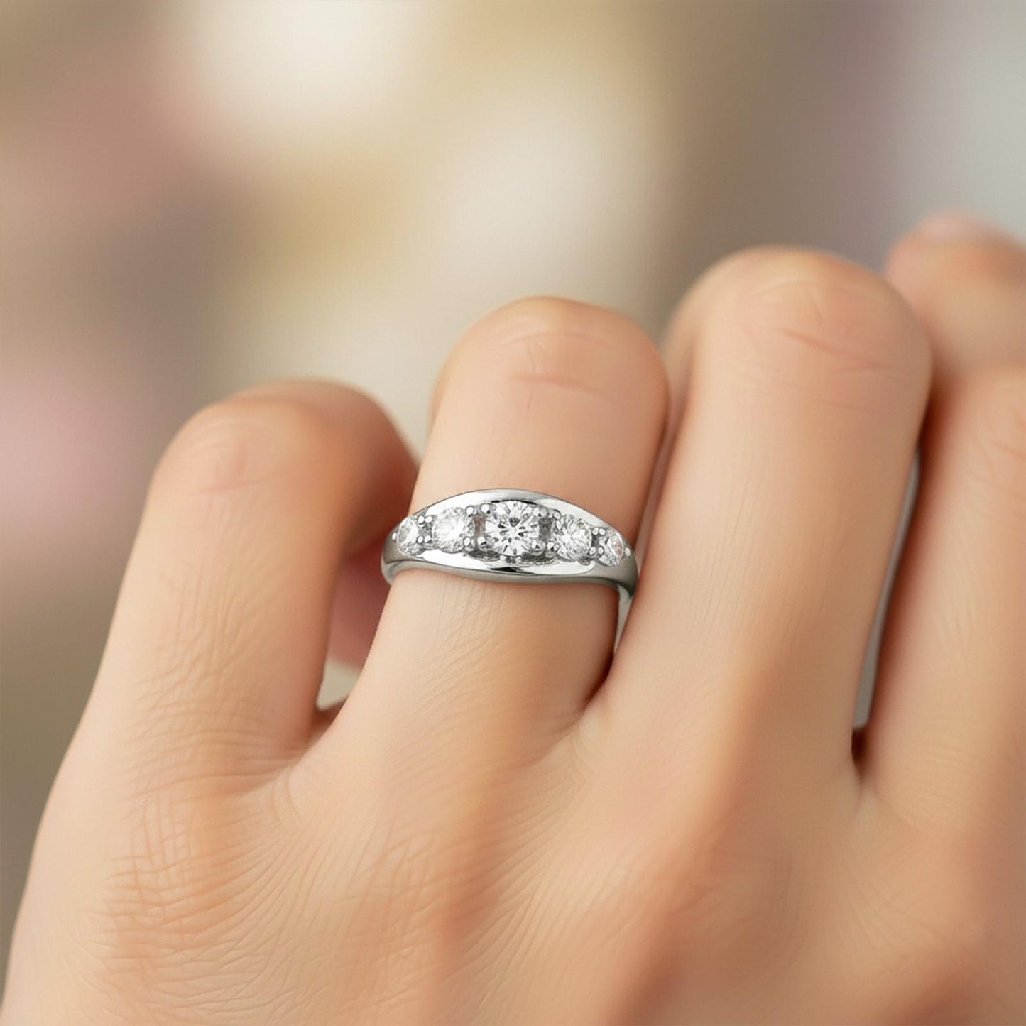 1.50Ctw Dandelion Moissanite Half Eternity Ring