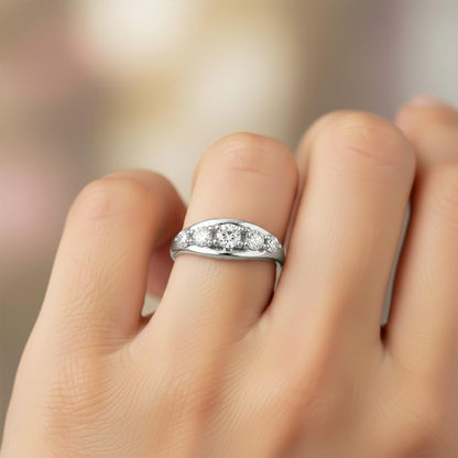 1.50Ctw Dandelion Moissanite Half Eternity Ring