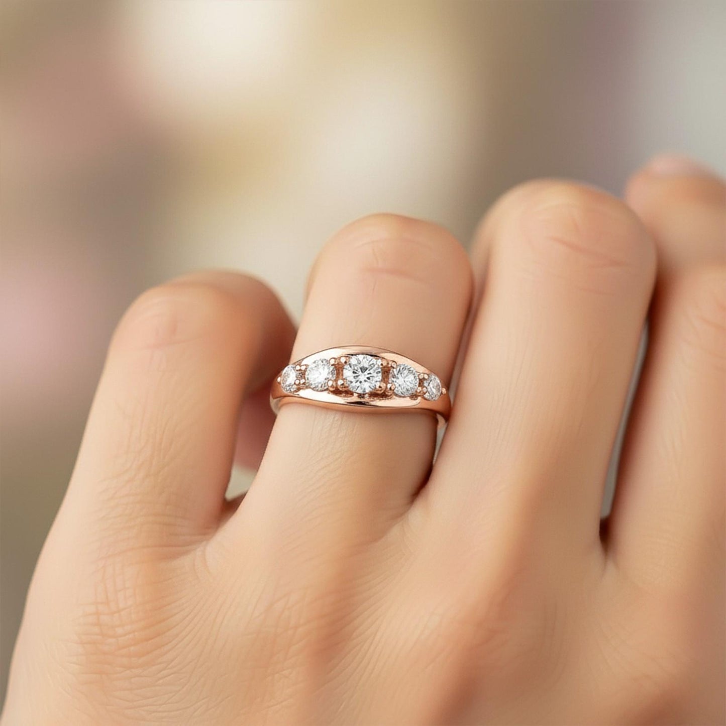 1.50Ctw Dandelion Moissanite Half Eternity Ring