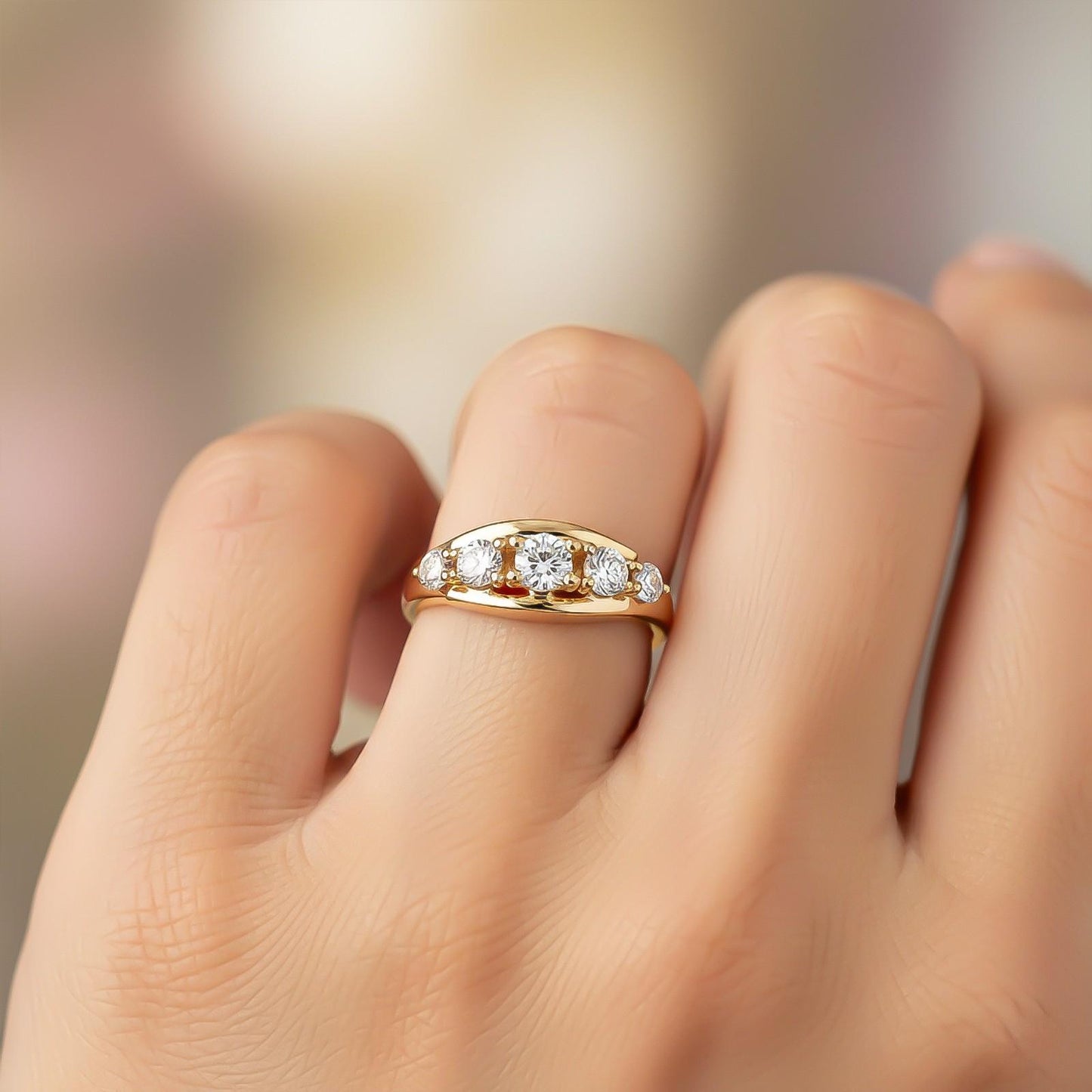 1.50Ctw Dandelion Moissanite Half Eternity Ring