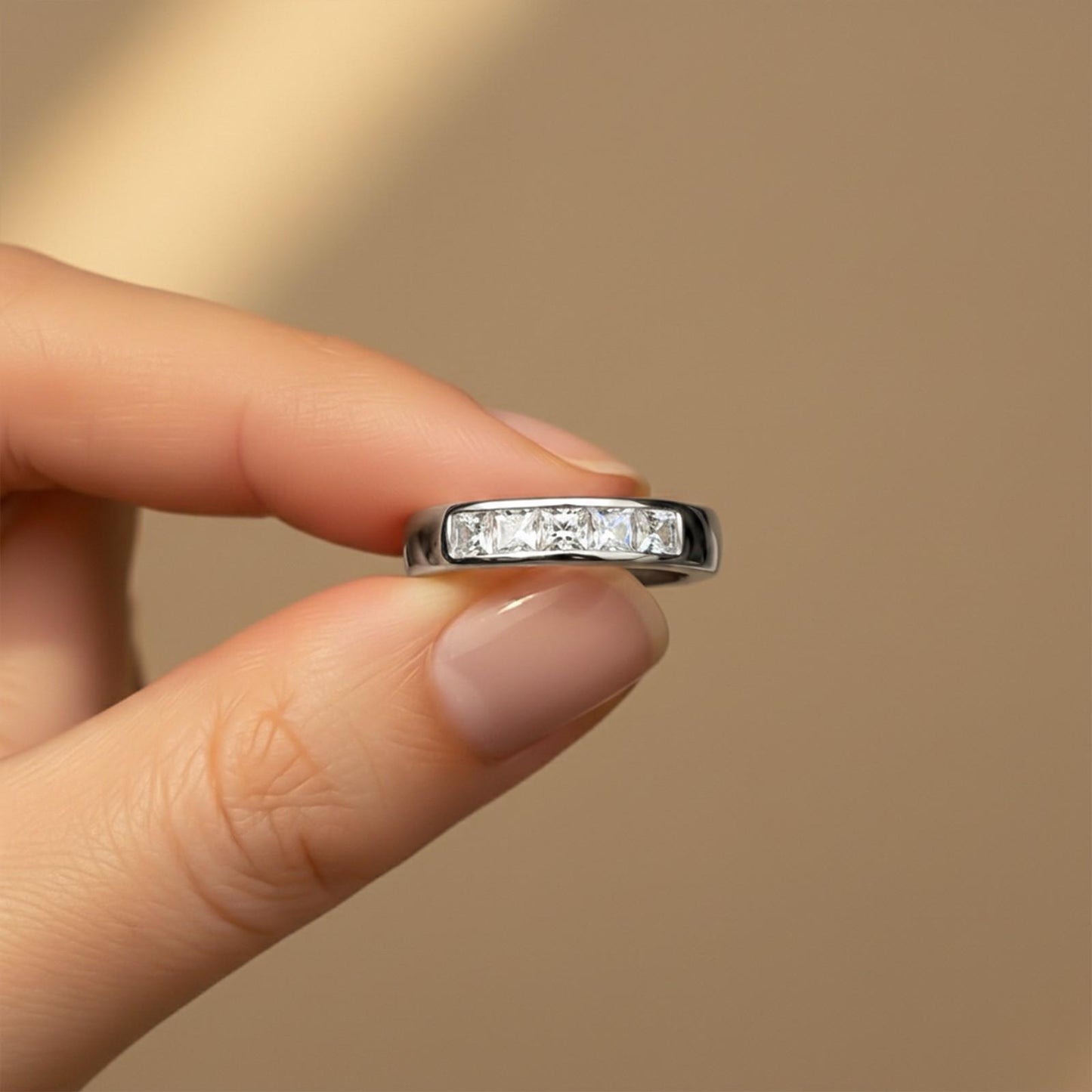1Ctw Princess Moissanite Pladino Band Ring