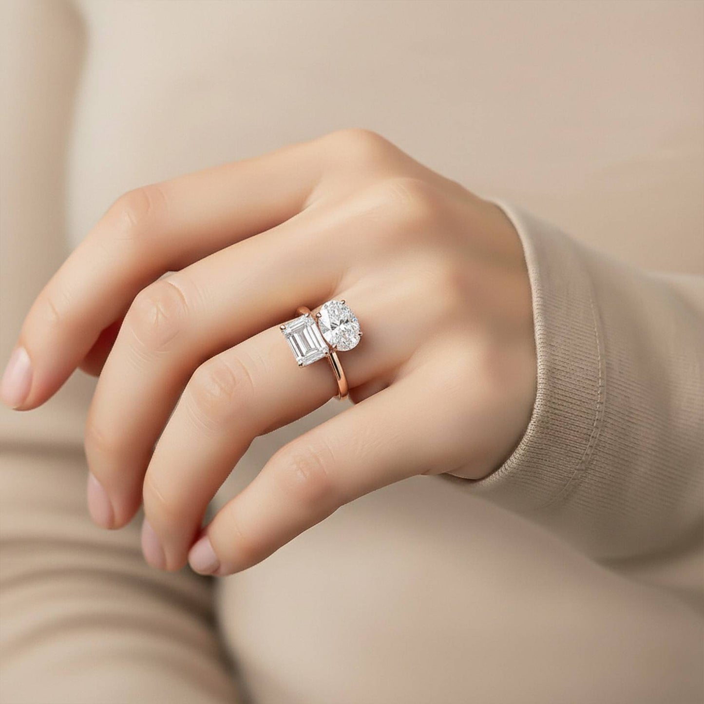 2Ctw Moissanite Dual Stone Ring