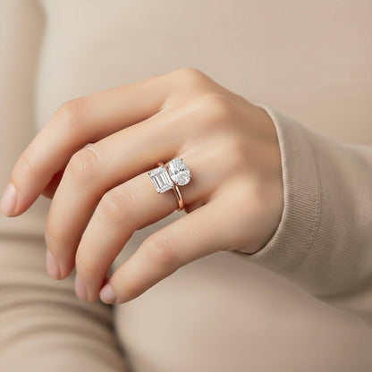 2Ctw Moissanite Dual Stone Ring