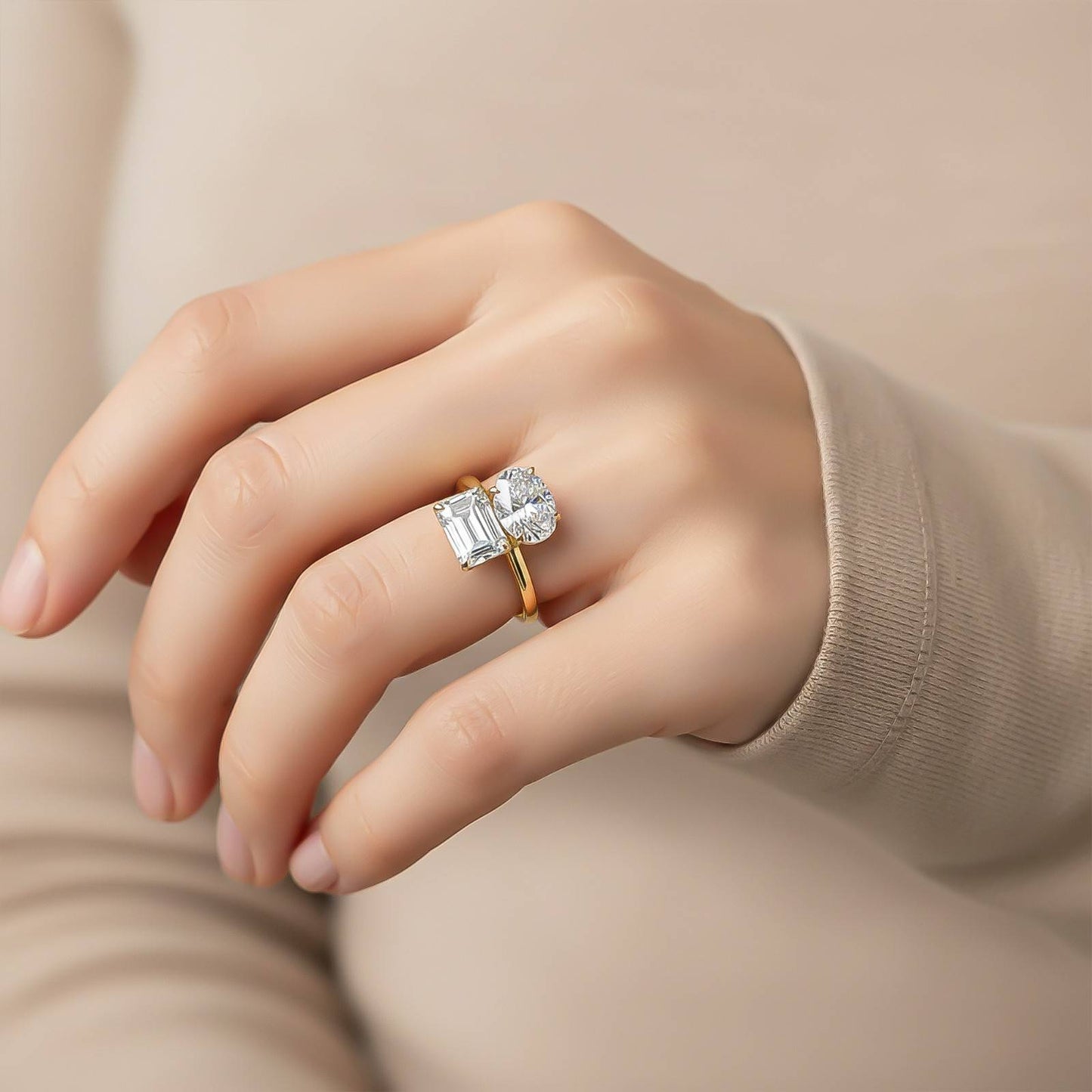 2Ctw Moissanite Dual Stone Ring