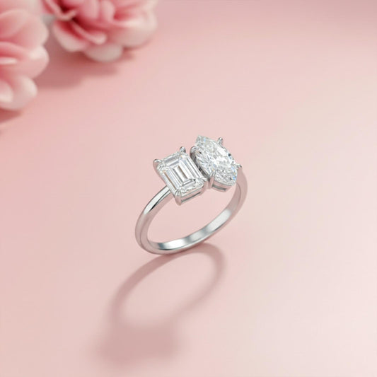2Ctw Moissanite Double Stone Ring