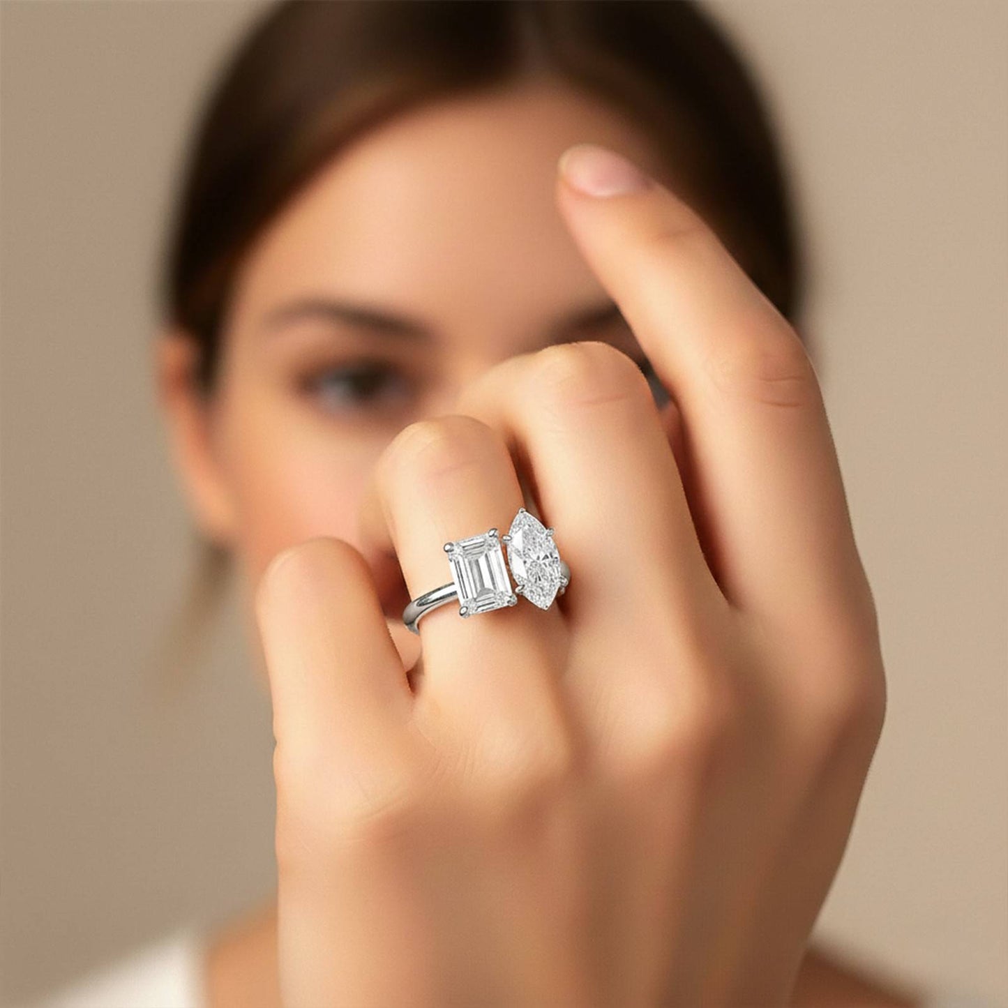 2Ctw Moissanite Double Stone Ring