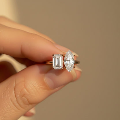 2Ctw Moissanite Double Stone Ring