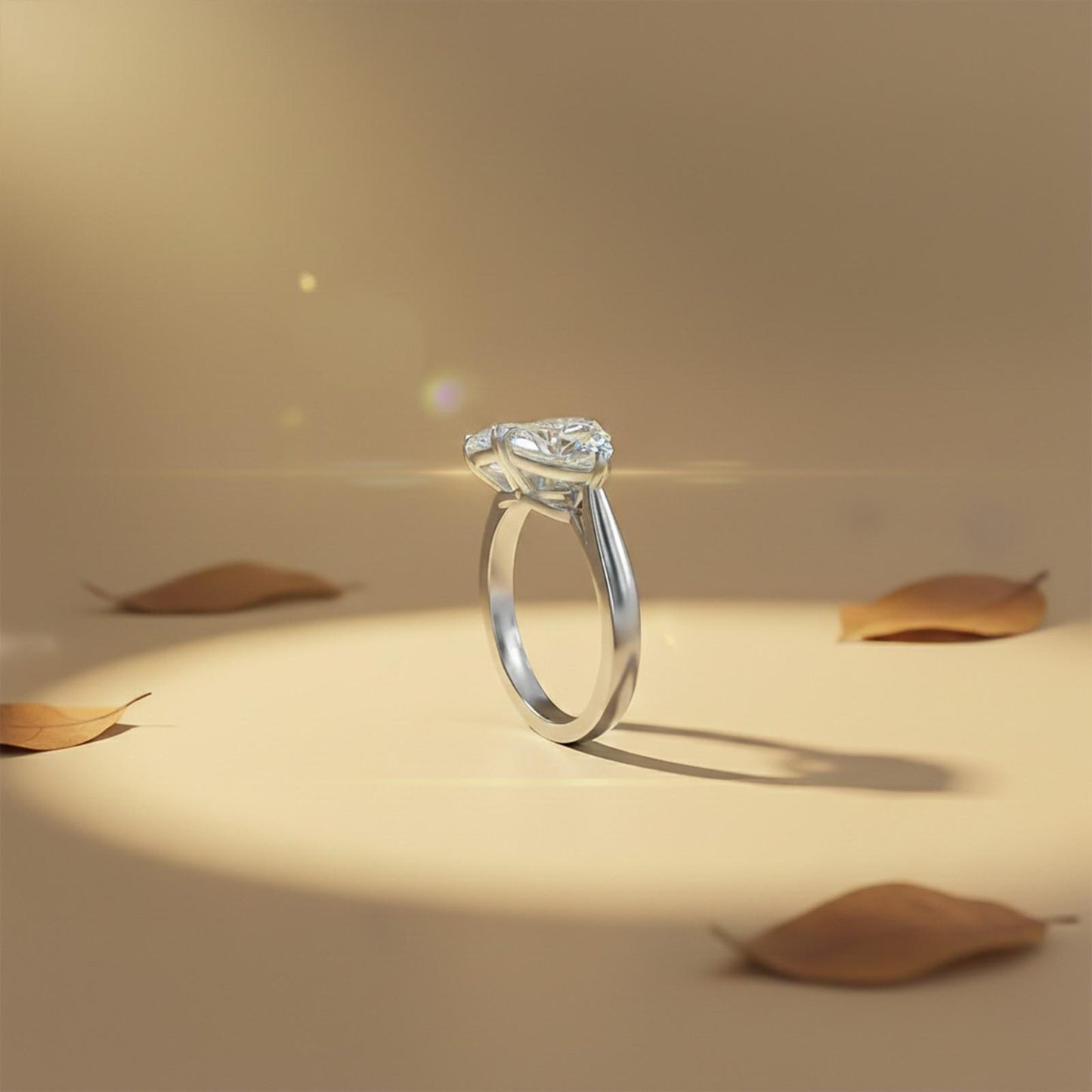 2Ctw Romantic Emerald & Heart Moissanite Ring for Women