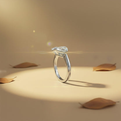 2Ctw Romantic Emerald & Heart Moissanite Ring for Women