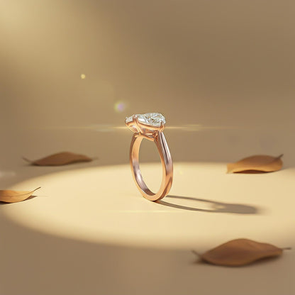 2Ctw Romantic Emerald & Heart Moissanite Ring for Women