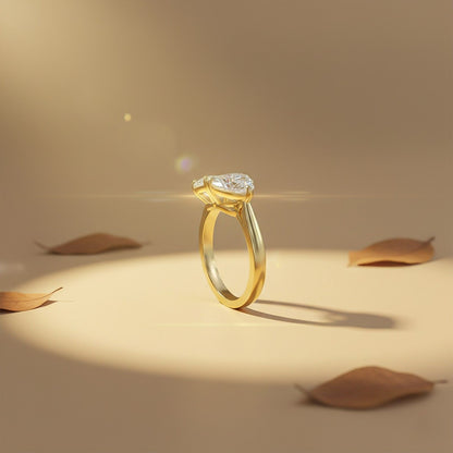 2Ctw Romantic Emerald & Heart Moissanite Ring for Women