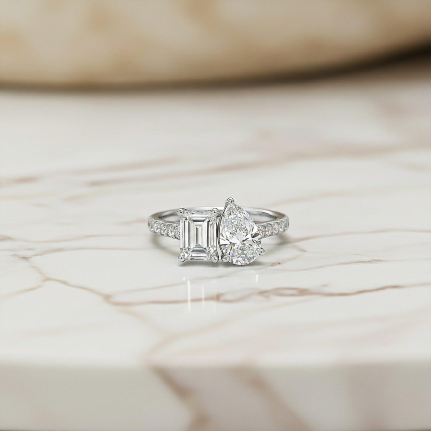 2Ctw Eternal Emerald & Pear Moissanite Ring for Her