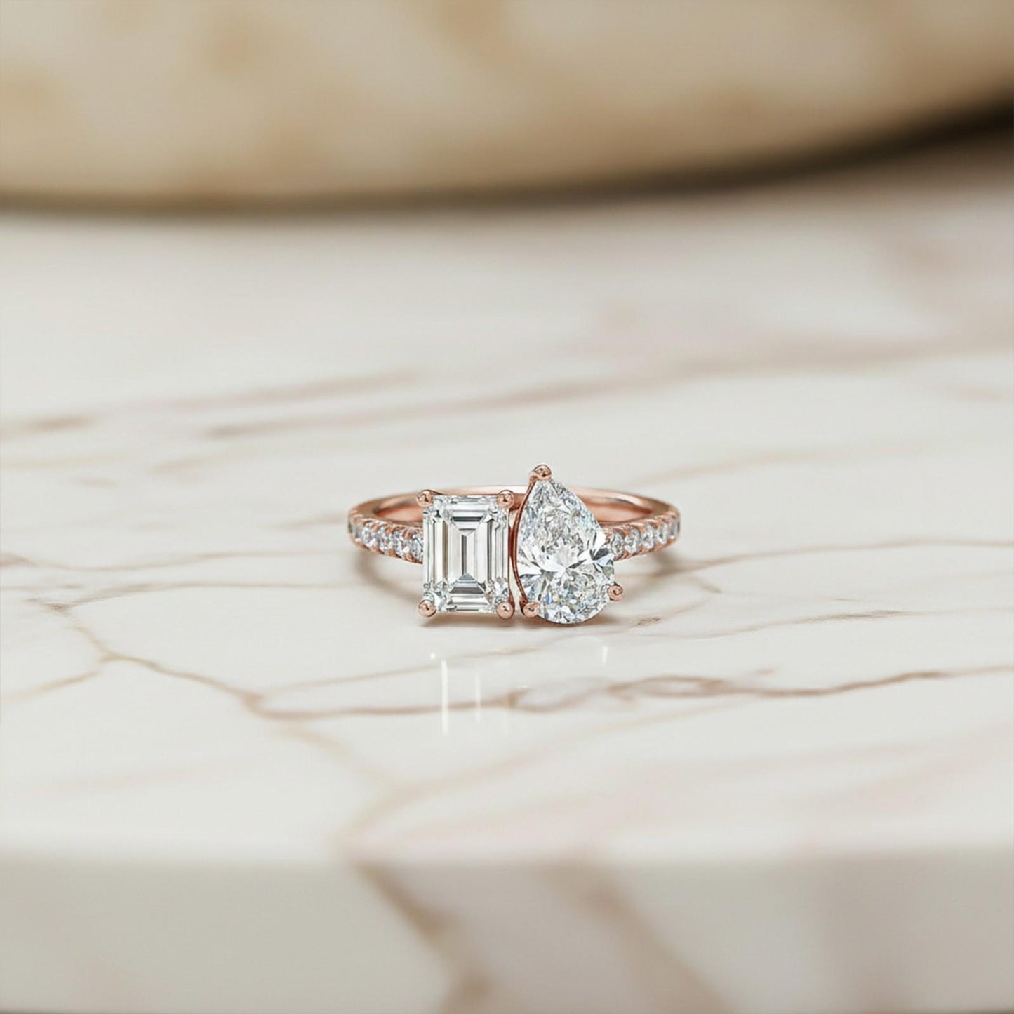2Ctw Eternal Emerald & Pear Moissanite Ring for Her