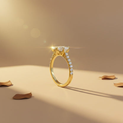2Ctw Eternal Emerald & Pear Moissanite Ring for Her