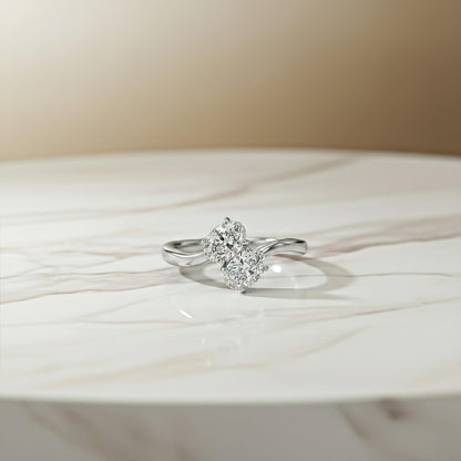 1.50Ctw Oval Two-Stone Moissanite Engagement Ring