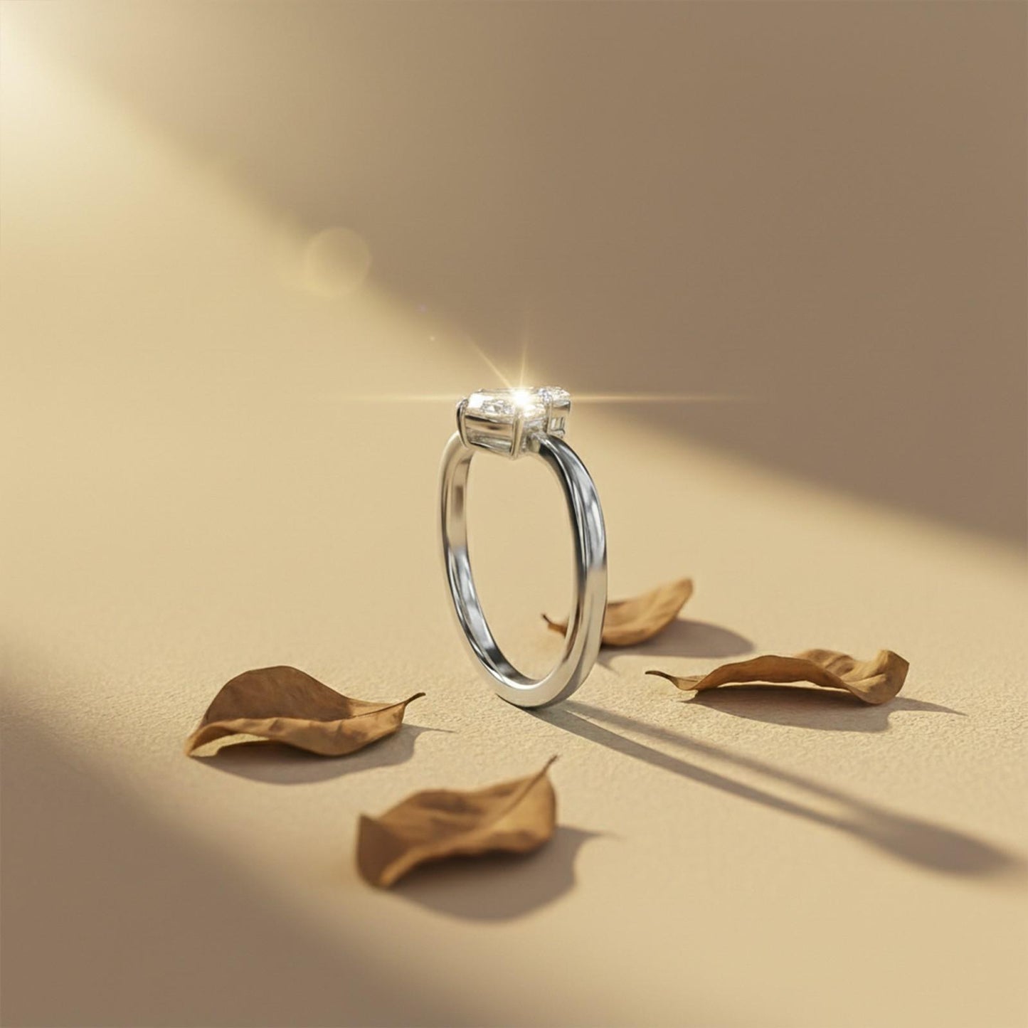 1.50Ctw Oval Two-Stone Moissanite Engagement Ring