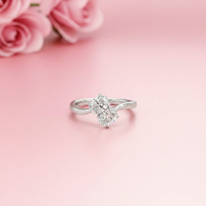 1.50Ctw Oval Two-Stone Moissanite Engagement Ring