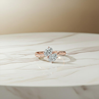 1.50Ctw Oval Two-Stone Moissanite Engagement Ring