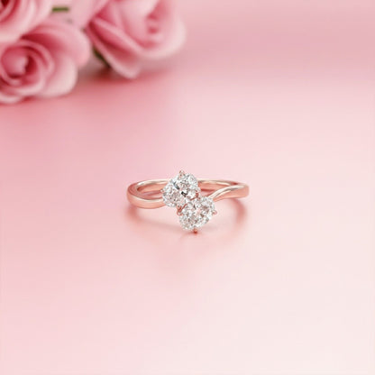 1.50Ctw Oval Two-Stone Moissanite Engagement Ring