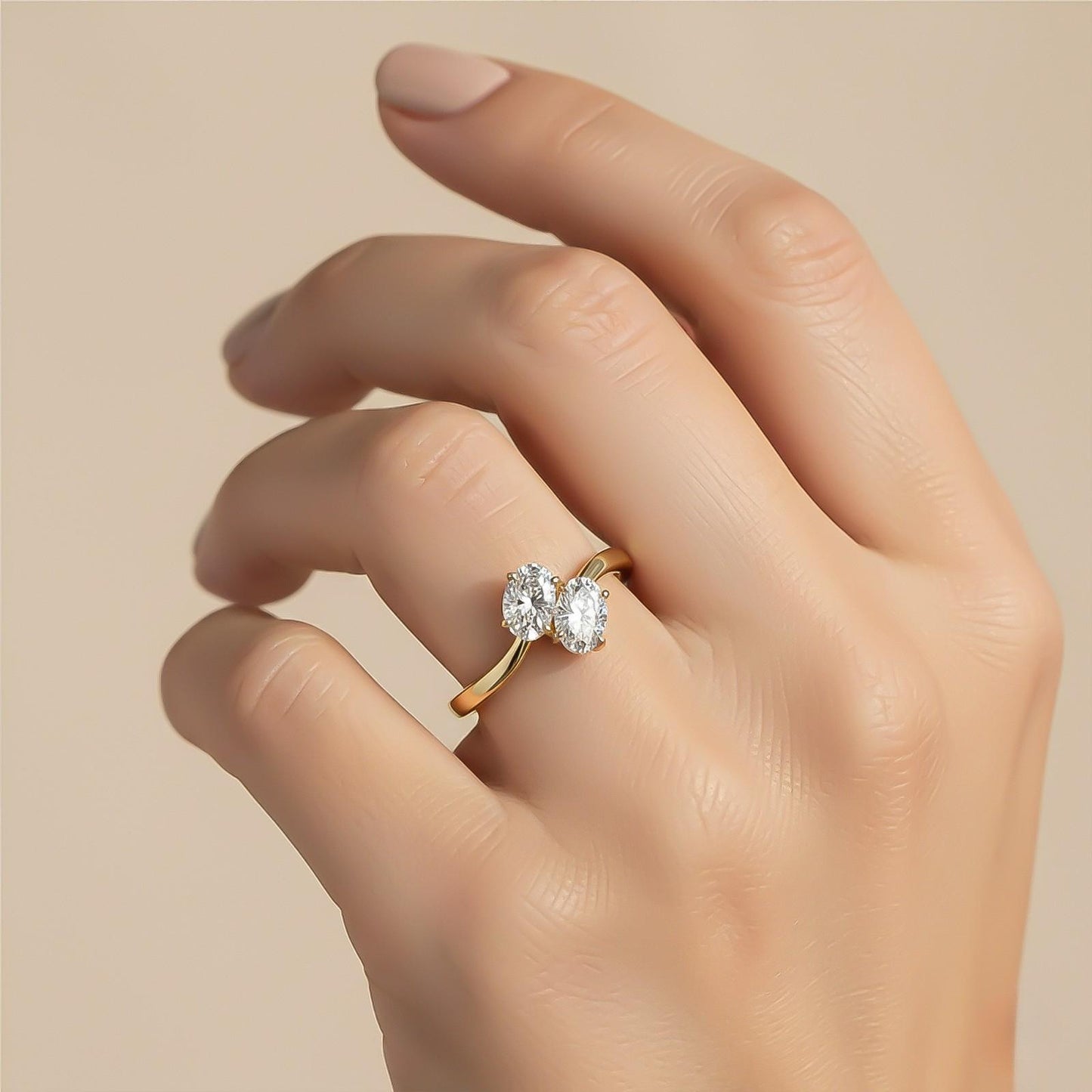 1.50Ctw Oval Two-Stone Moissanite Engagement Ring