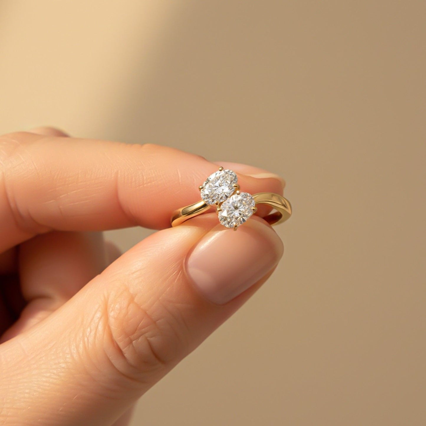 1.50Ctw Oval Two-Stone Moissanite Engagement Ring