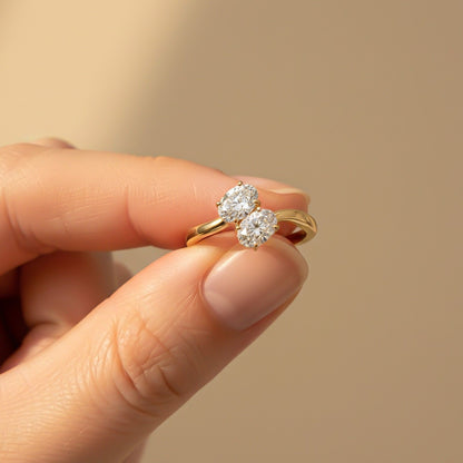 1.50Ctw Oval Two-Stone Moissanite Engagement Ring