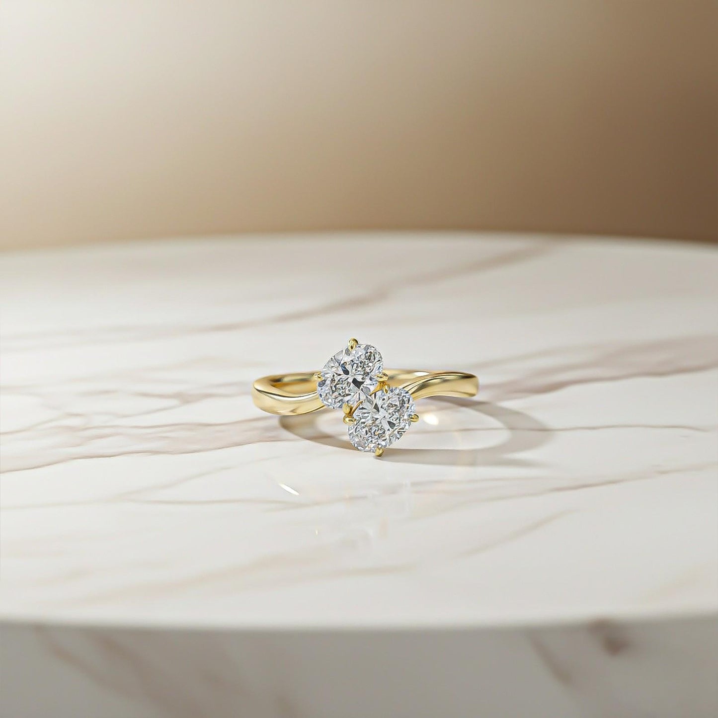 1.50Ctw Oval Two-Stone Moissanite Engagement Ring