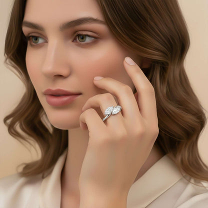 1Ctw Marquise Classy Dual Stone Moissanite Ring