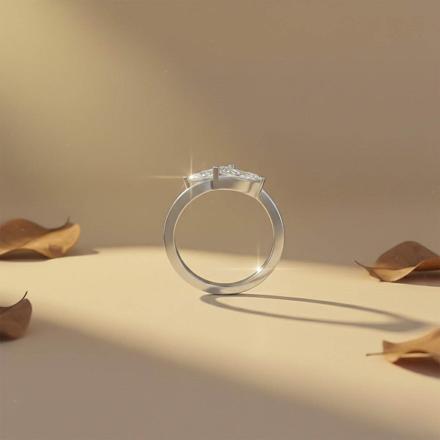 1Ctw Marquise Classy Dual Stone Moissanite Ring