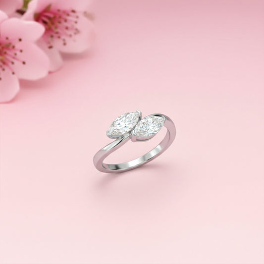 1Ctw Marquise Classy Dual Stone Moissanite Ring