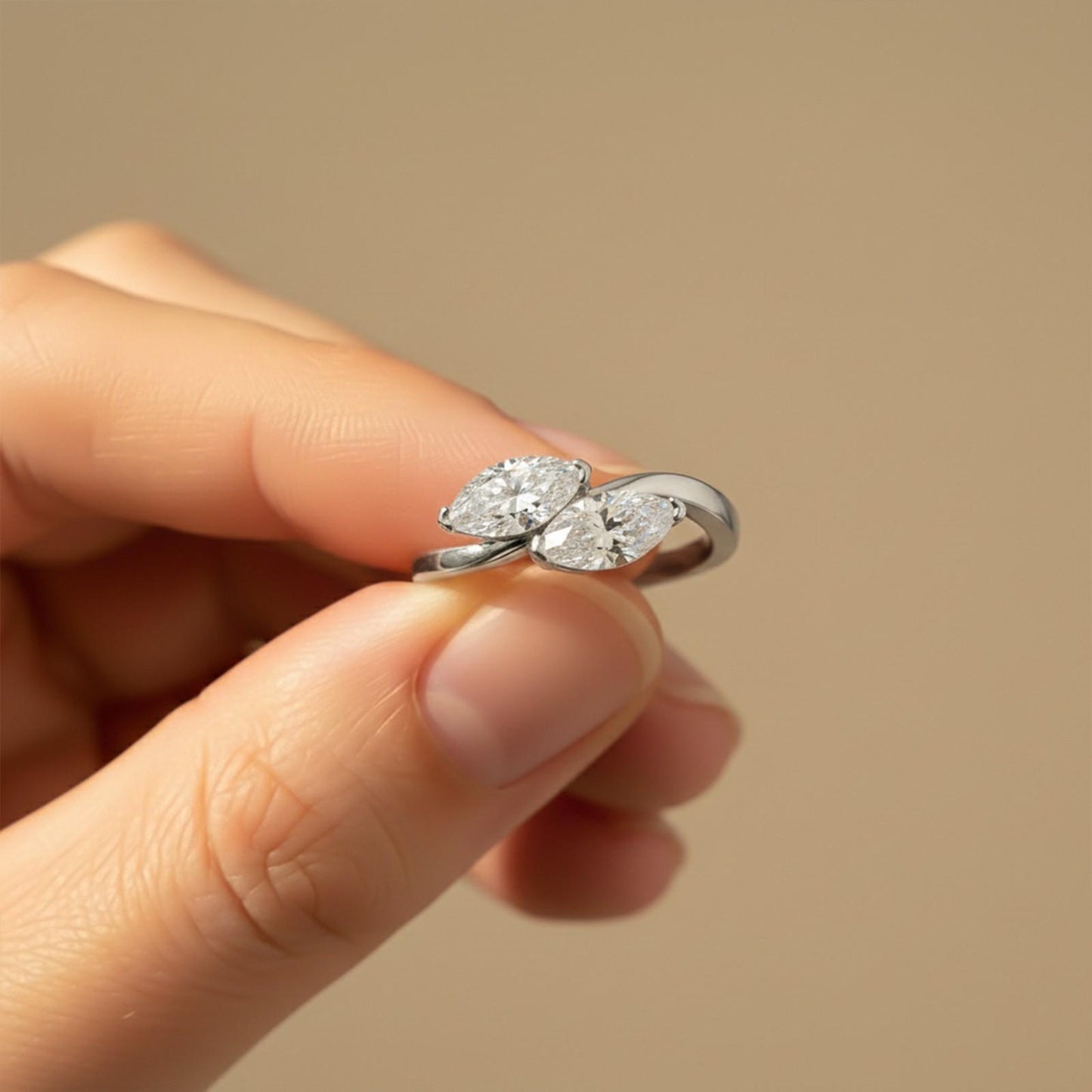 1Ctw Marquise Classy Dual Stone Moissanite Ring