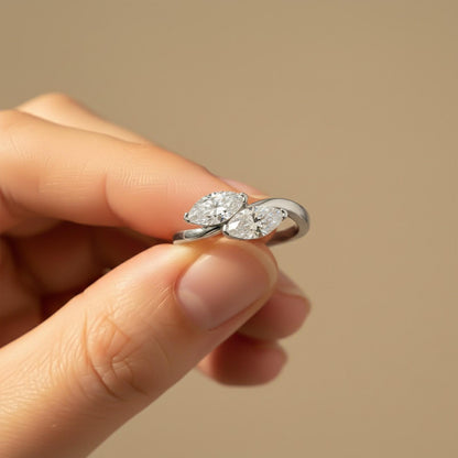 1Ctw Marquise Classy Dual Stone Moissanite Ring