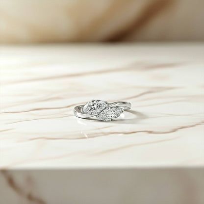 1Ctw Marquise Classy Dual Stone Moissanite Ring