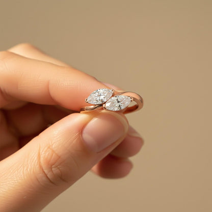 1Ctw Marquise Classy Dual Stone Moissanite Ring