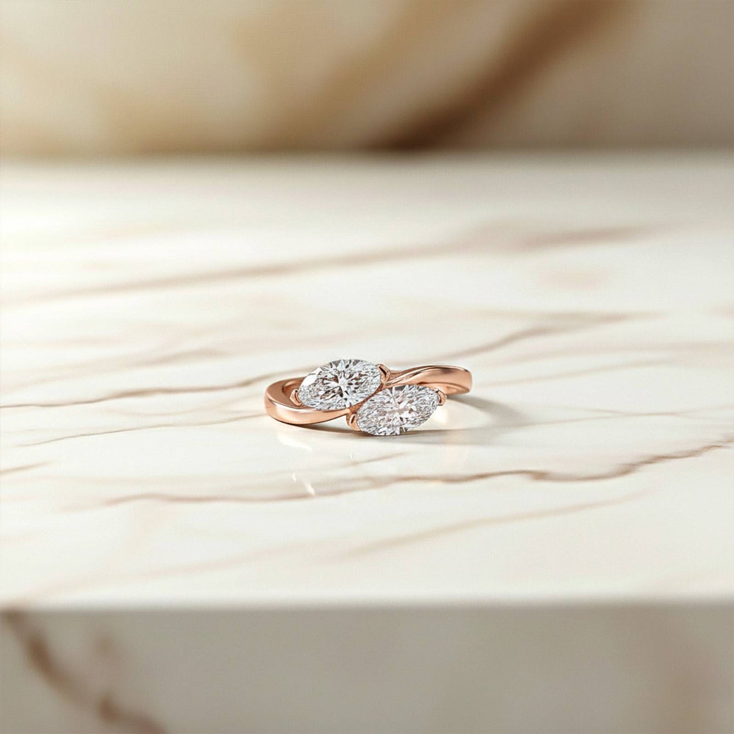 1Ctw Marquise Classy Dual Stone Moissanite Ring