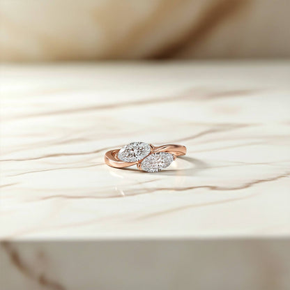 1Ctw Marquise Classy Dual Stone Moissanite Ring