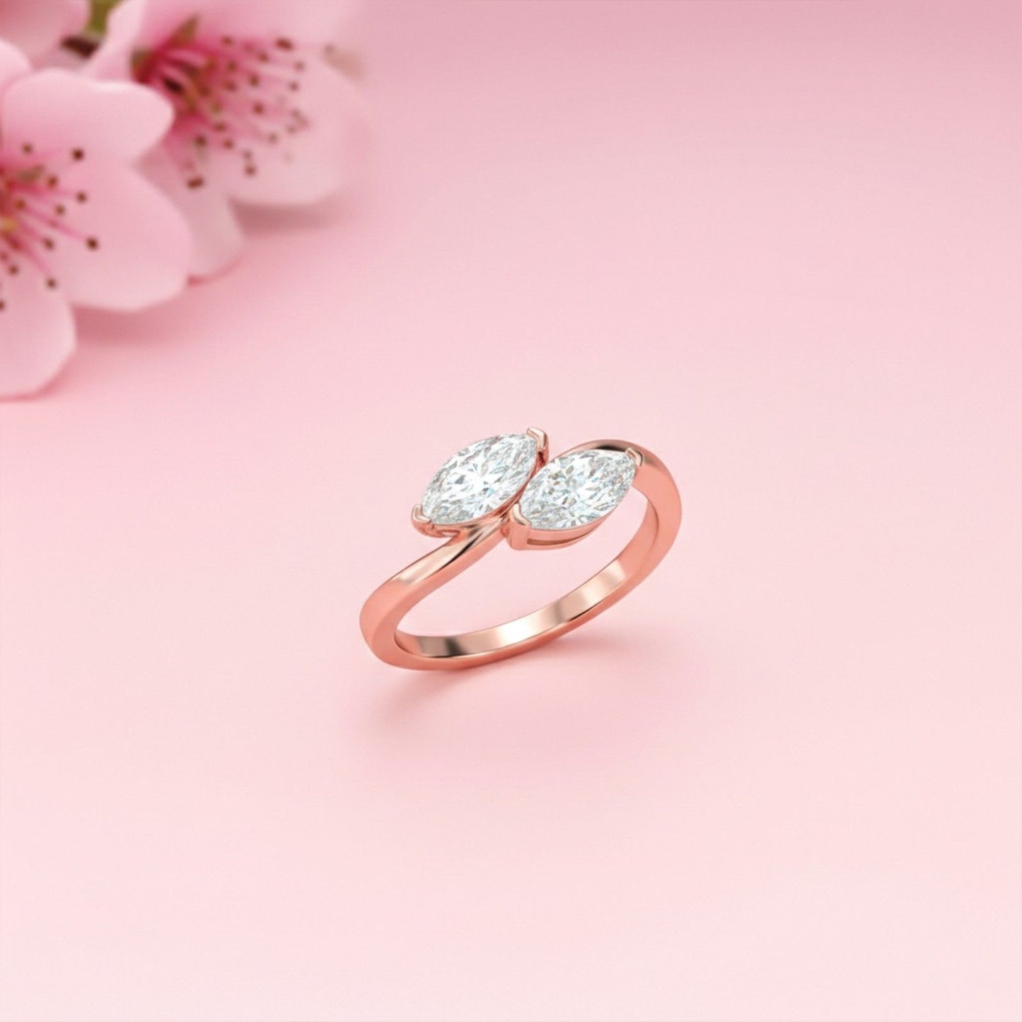 1Ctw Marquise Classy Dual Stone Moissanite Ring