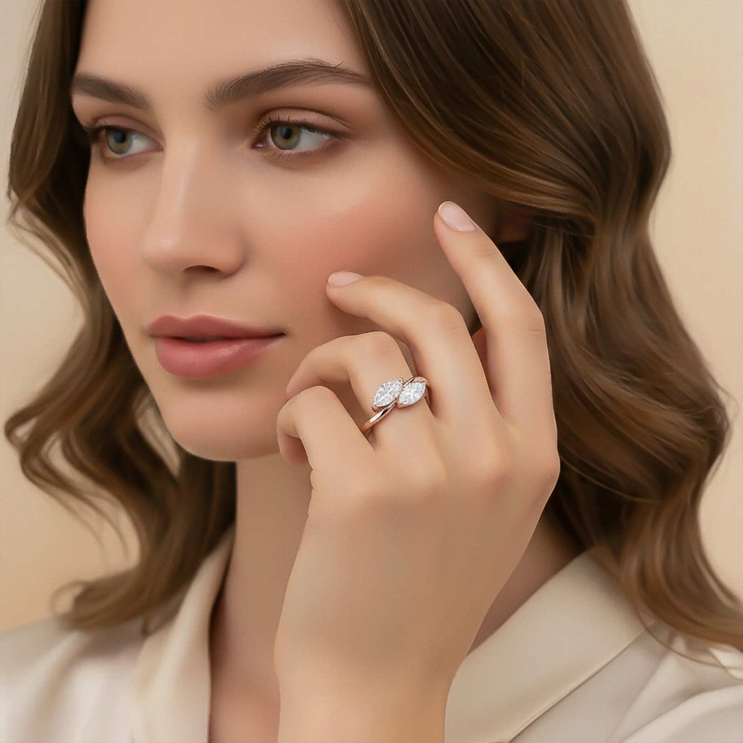 1Ctw Marquise Classy Dual Stone Moissanite Ring
