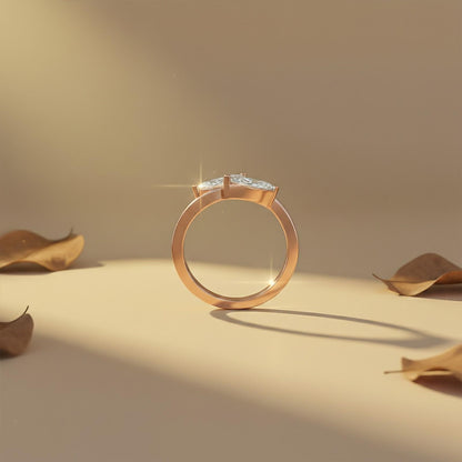 1Ctw Marquise Classy Dual Stone Moissanite Ring