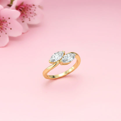 1Ctw Marquise Classy Dual Stone Moissanite Ring