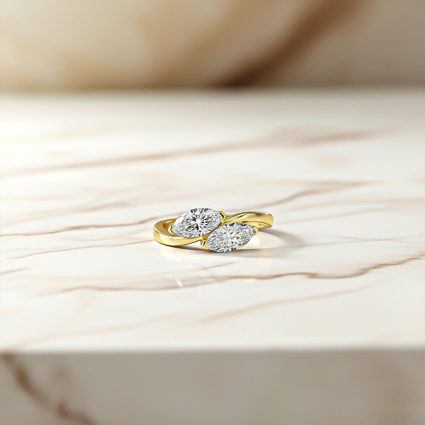 1Ctw Marquise Classy Dual Stone Moissanite Ring