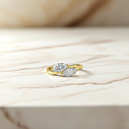 1Ctw Marquise Classy Dual Stone Moissanite Ring
